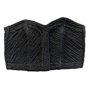 H&M Black Woven Strapless Back Zip Top Size 4